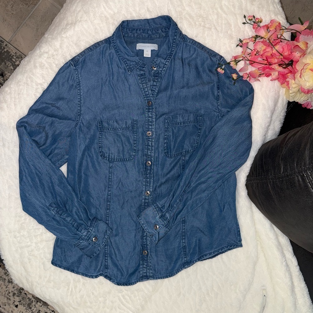 3 x 20$ Charter Club Blue Long Sleeve Button Down Shirt